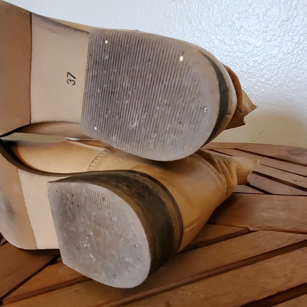 Leather ankle boots beige / Tan Brown - Picture 5 of 5